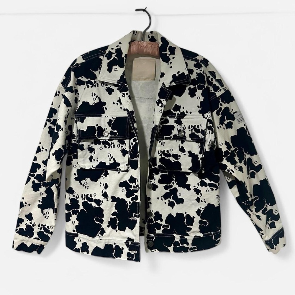 Ouzzo Cow Print Jean Jacket - ONE SIZE